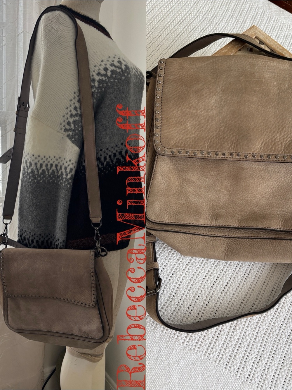 Rebecca Minkoff Taupe Suede Crossbody Bag
